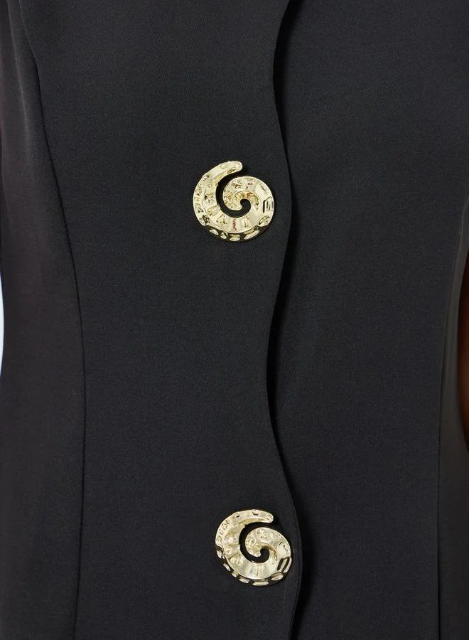 Styli Women Black Sleeveless Shift Midi Dress